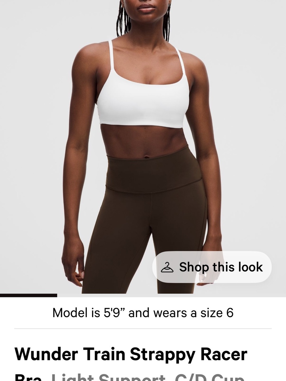 lululemon athletica White Strappy Racer Bra Size 8